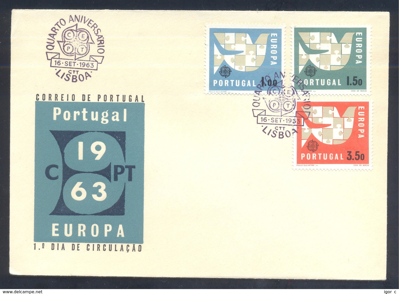 Portugal 1963 Cover: Europa CEPT; 2 Lisboa Cancellations - 1963