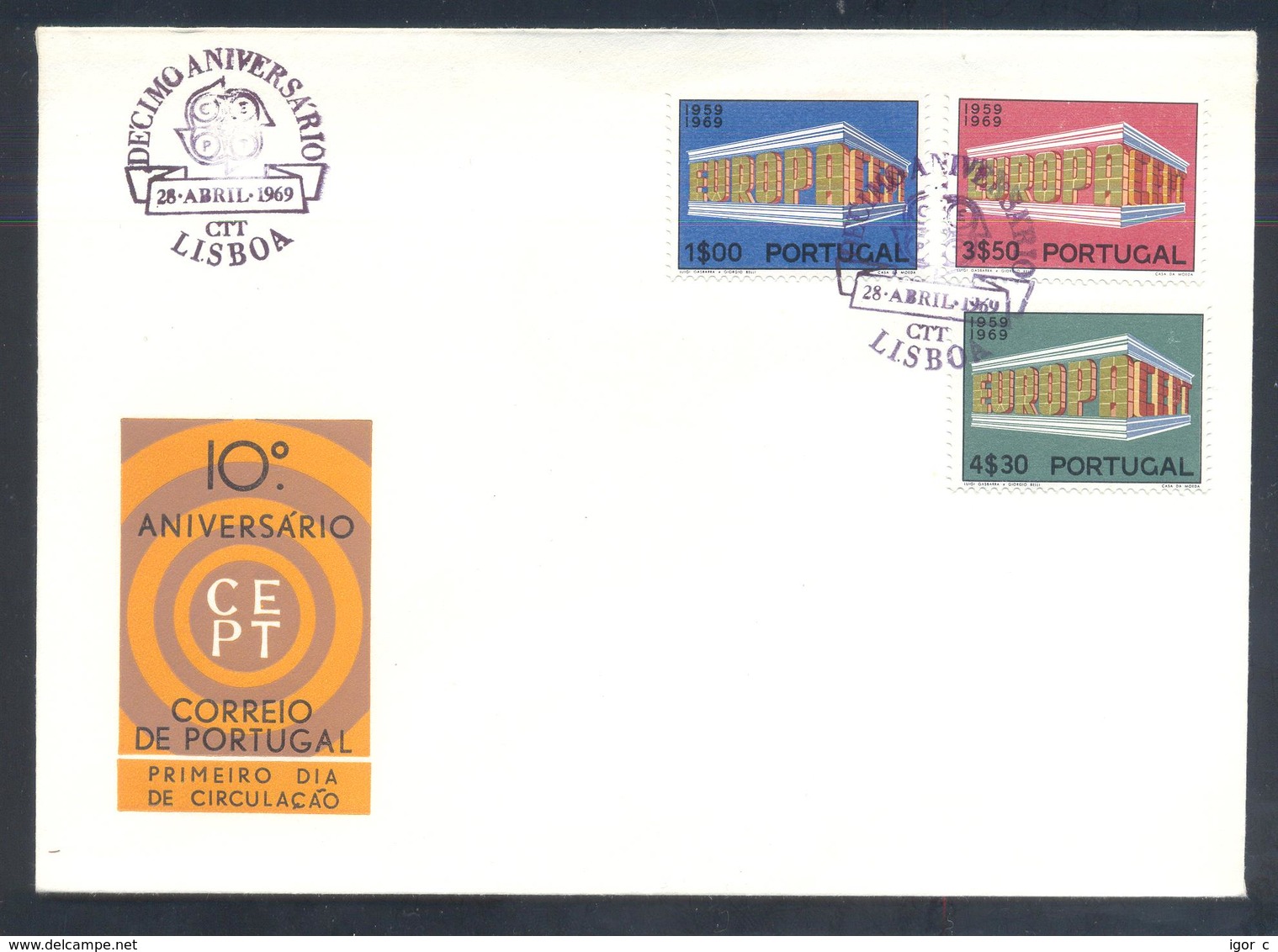 Portugal 1969 Cover: Europa CEPT;  Lisboa Cancellations - 1969