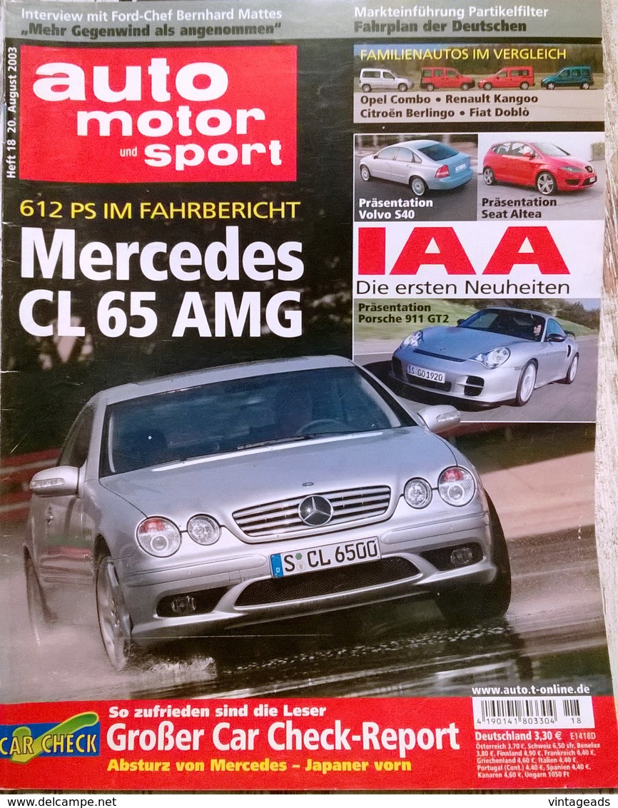 CA048 Autozeitschrift Auto Motor Sport, Nr. 18, 2003, Deutsch - Automobile & Transport