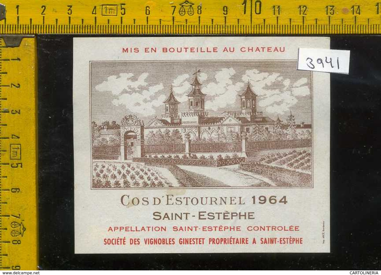 Etichetta Vino Liquore Cos D'Estournel 1964 Saint-Estèphe Francia - Autres & Non Classés