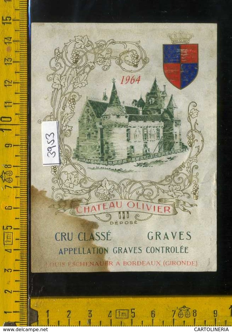 Etichetta Vino Liquore Cru Graves 1964 Chateau Olivier- Francia (difetto Macchia) - Altri & Non Classificati