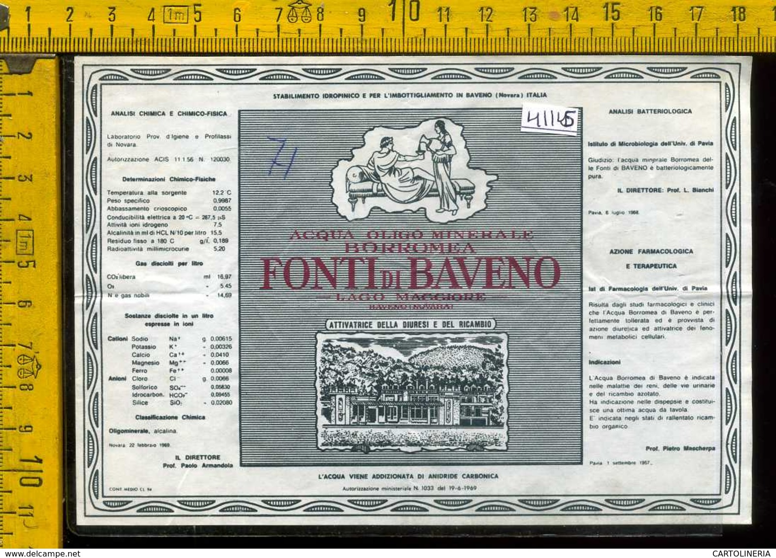 Etichetta Acqua Oligo Minerale Borromea Fonti Di Baveno VB - Altri & Non Classificati