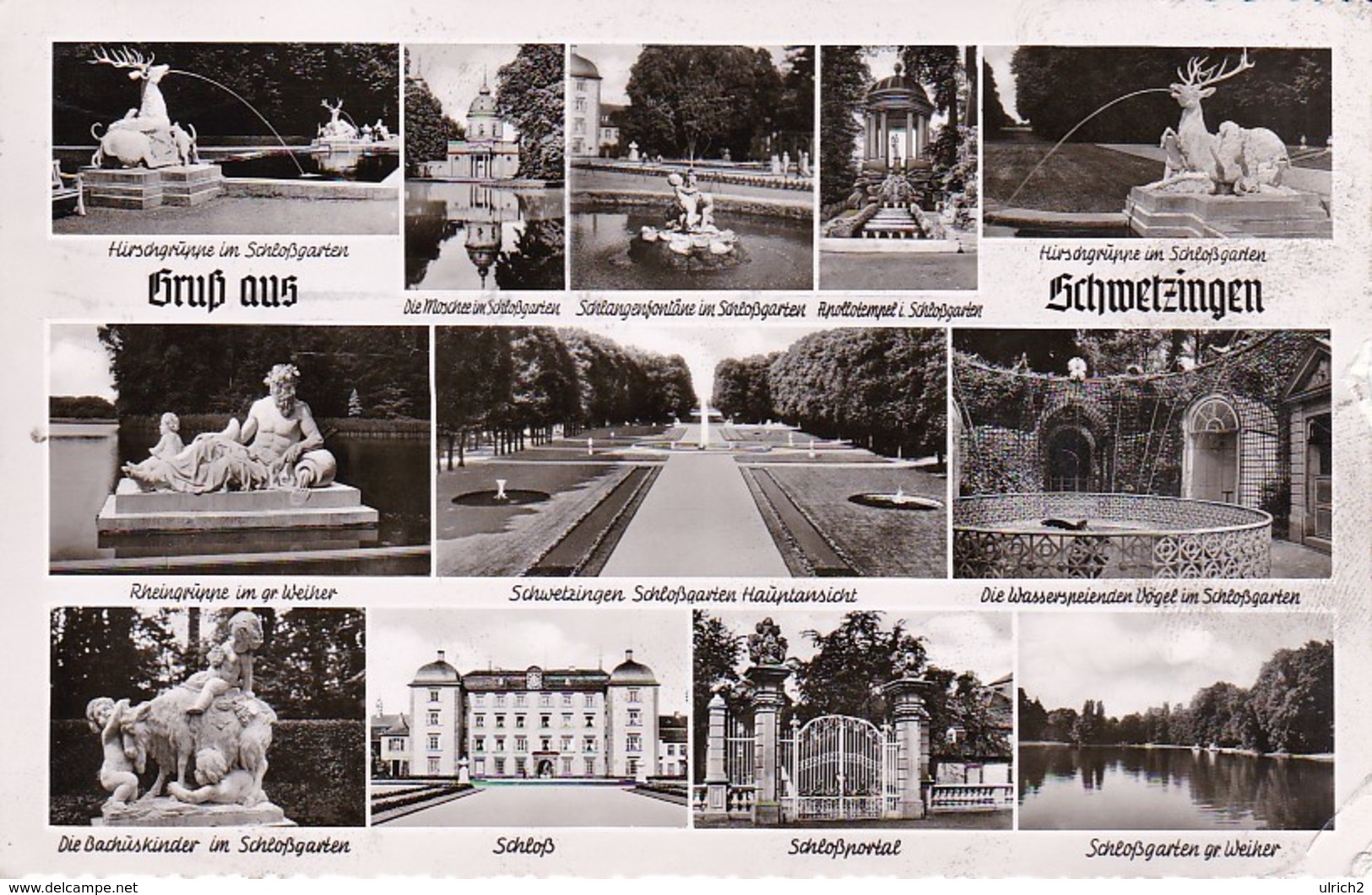 AK Schwetzingen - Mehrbildkarte - Schloß Schloßgarten - 1955 (40883) - Schwetzingen