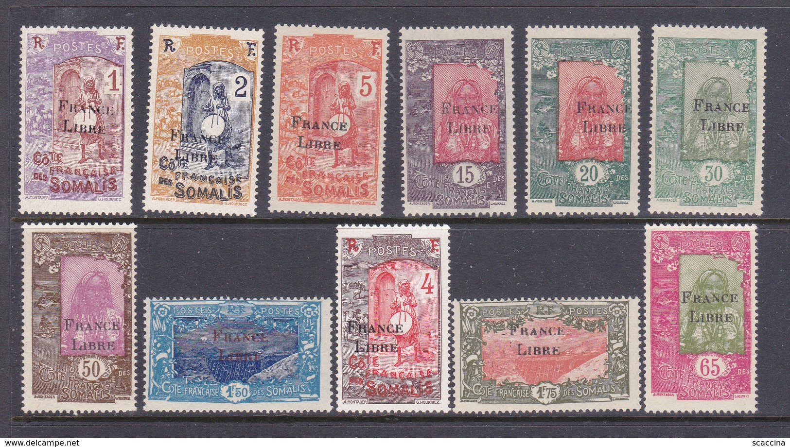 Costa Francese Dei Somali 1942 Nuovi Serie Cpl. 11 Val. Yvert. 193-203 MNH** - Nuovi