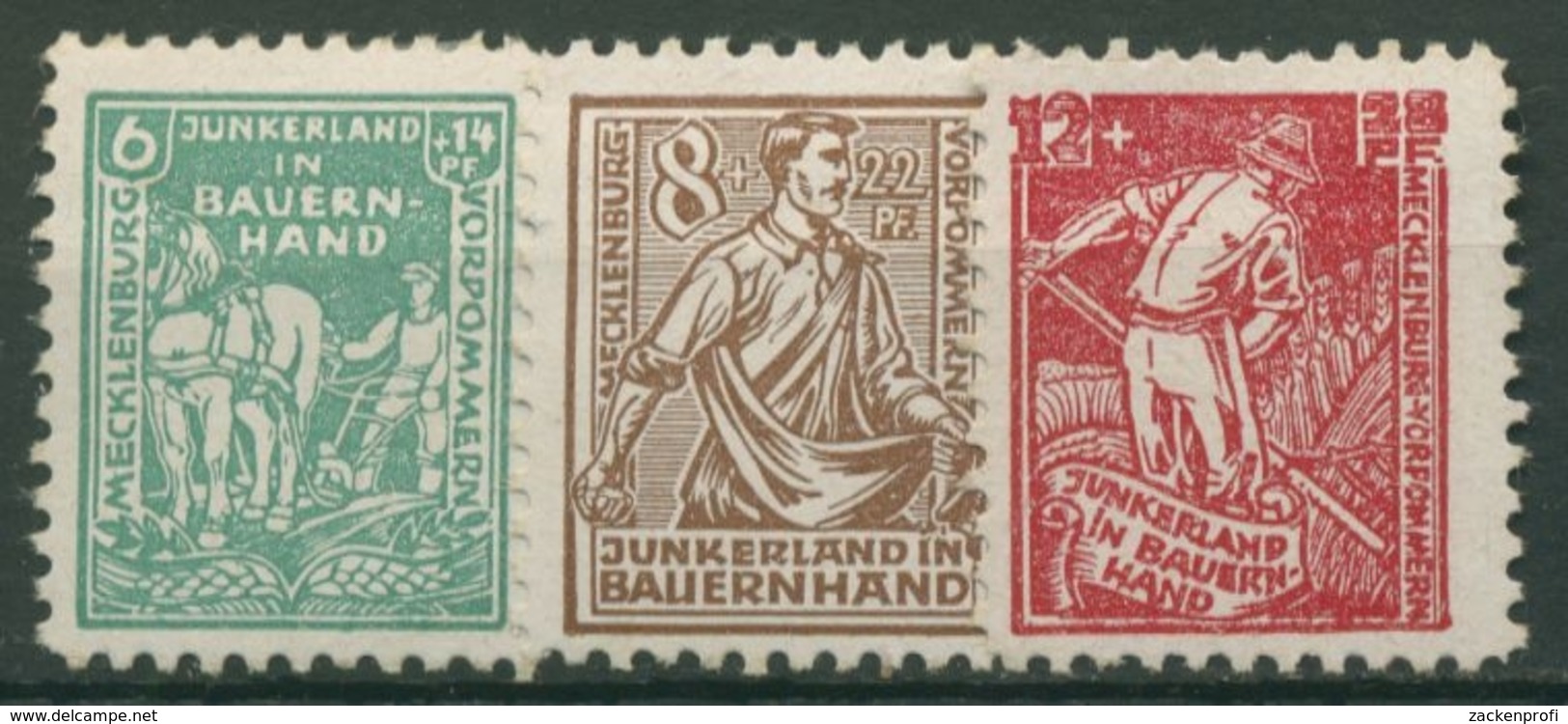 SBZ Mecklenburg-Vorpommern 1945 Bodenreform 23/25 A Mit Falz - Other & Unclassified