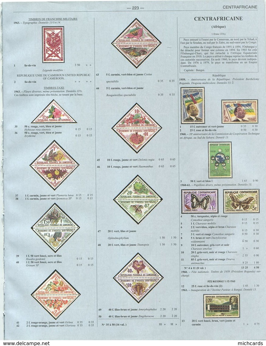 CENTRAFRICAINE Rep - Pages 223 A 318 (poids +100g) Extrait Du Catalogue Yvert & Tellier 2013 Pays Independants D Afrique - Altri & Non Classificati