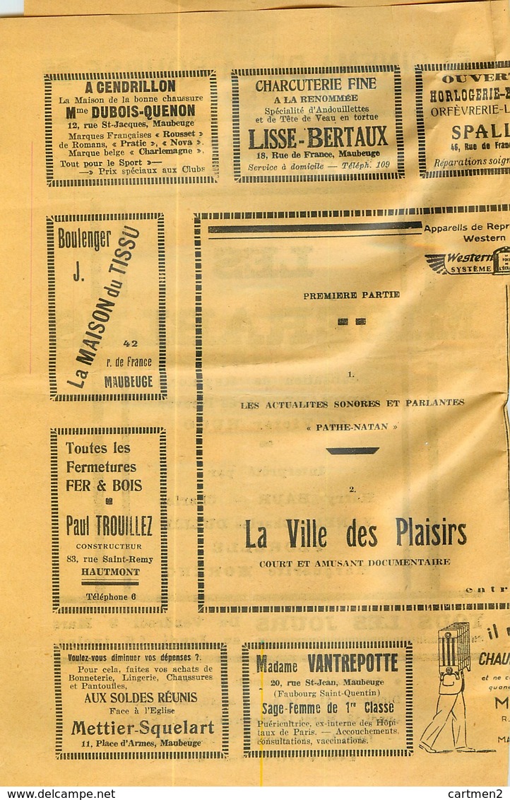 MAUBEUGE PROGRAMME DU CINEMA DE LA BOURSE " LES MISERABLES " VICTOR HUGO TEMPETE SOUS UN CRANE 59 NORD - Maubeuge