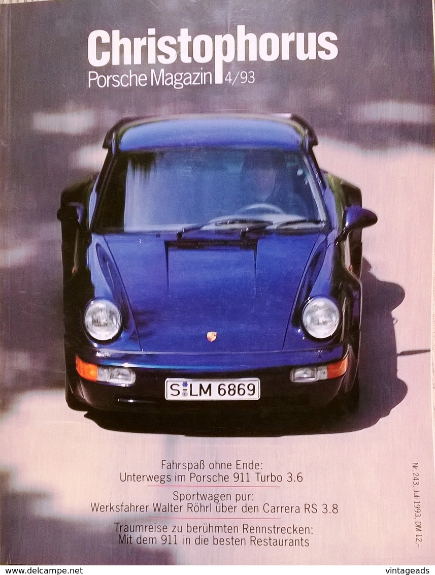 CA059 Autozeitschrift Christophorus, Porsche Magazin 4/93, Neuwertig - Cars & Transportation