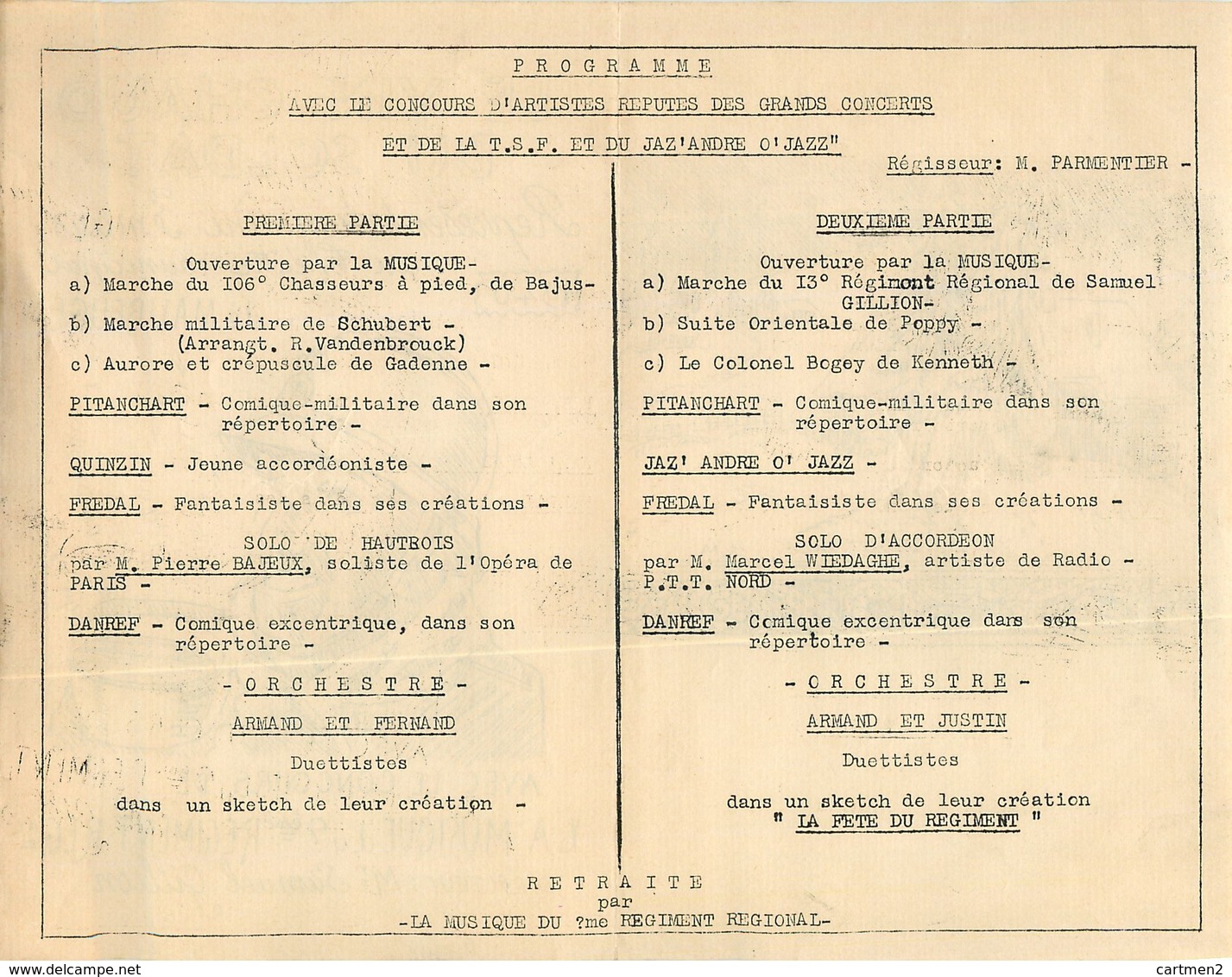 MAUBEUGE PROGAMME ILLUSTRE DE POILU THEATRE MUNICIPAL MILITAIRE GUERRE SAMUEL GILLION GUERRE 1940 JAZZ 59 NORD - Maubeuge