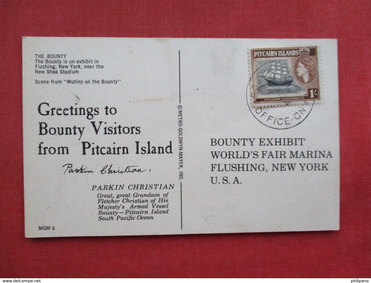 The Bounty Sailing Vessel Pitcairn Island Stamp & Cancel To Flushing NY  ---  Ref 3319 - Sailing Vessels