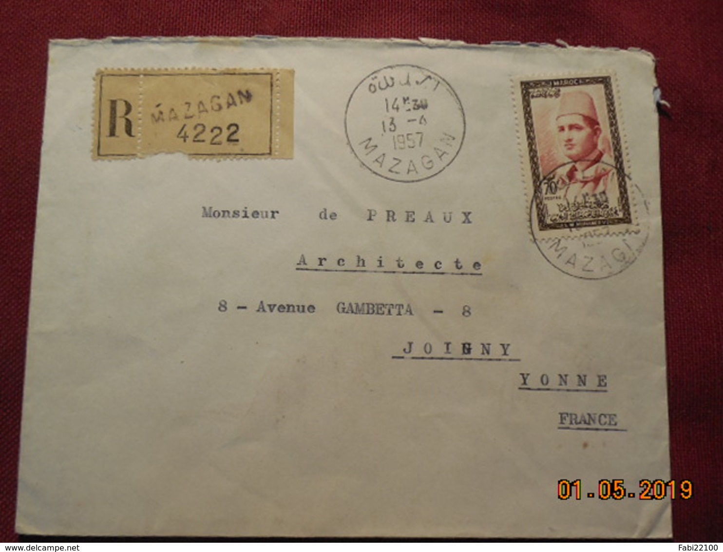 Lettre De 1957 En Recommandé à Destination De Joigny - Morocco (1956-...)