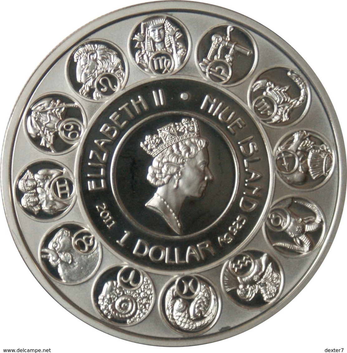 Niue, Mucha Zodiac GEMINI 2011 Silver 925 Sterling Box CoA - Zodiaco Segno Zodiacale GEMELLI Argento 925 - Niue