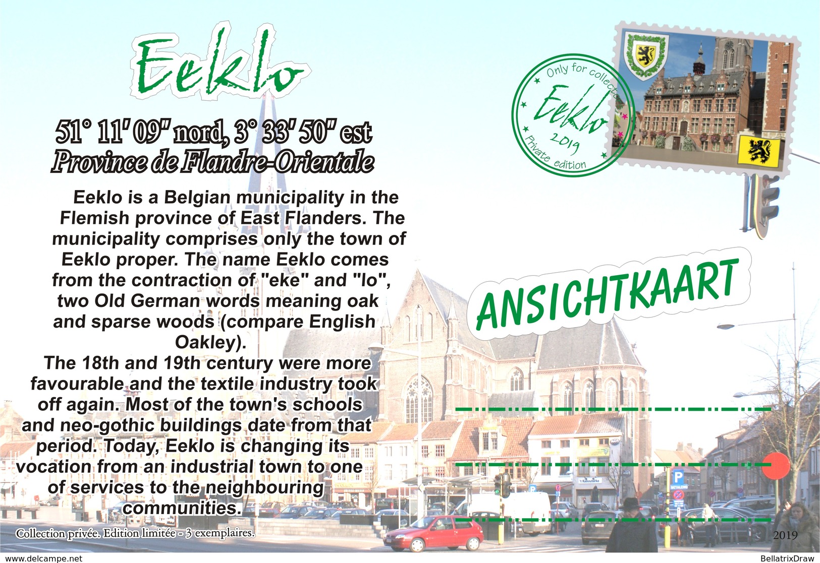 Postcard, REPRODUCTION, Municipalities Of Belgium, Eeklo - Duplex 2 - Cartes Géographiques