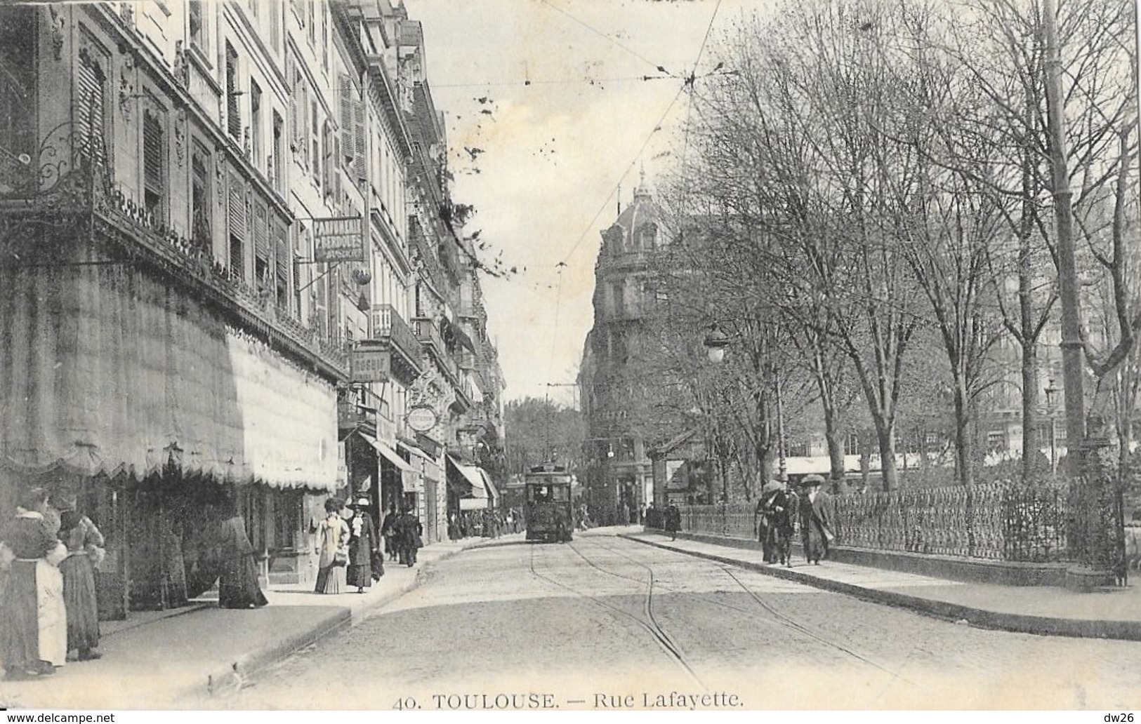 Toulouse - Rue Lafayette, Tramway - Phototypie D'Art Et D'Industrie Du Sud-Ouest - Carte N° 40 - Toulouse