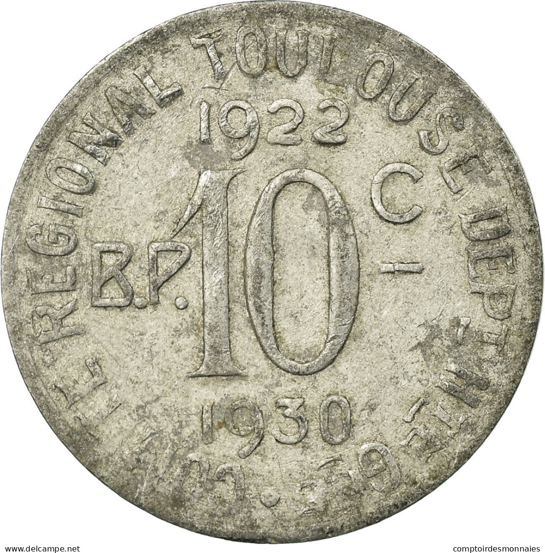 Monnaie, France, Union Latine, Comité Du Sud-Ouest, Toulouse, 10 Centimes - Monétaires / De Nécessité