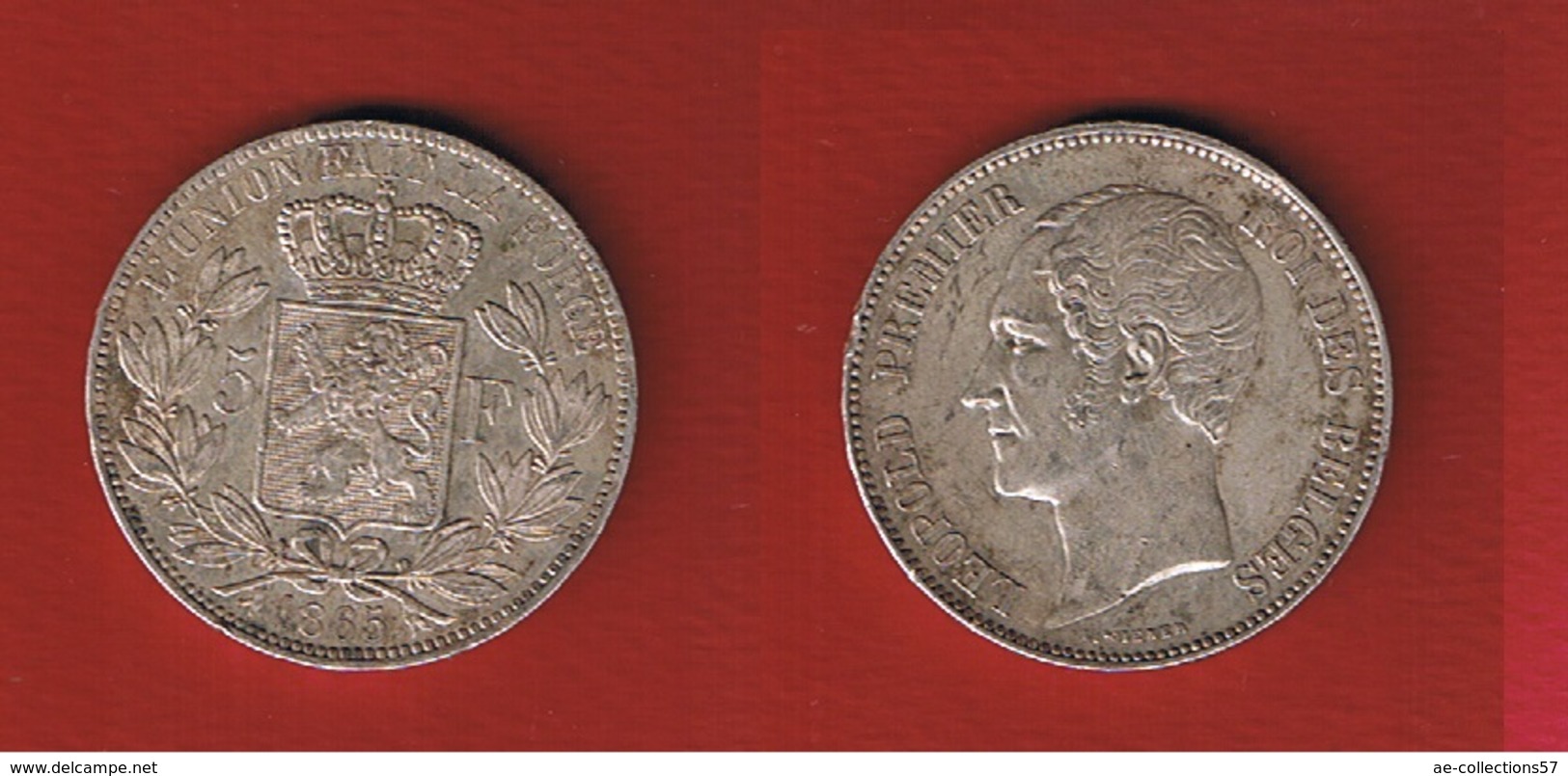 Belgique  -  5 Francs 1865  -  état  TTB+ -  Petits Coups Tranche - 5 Francs