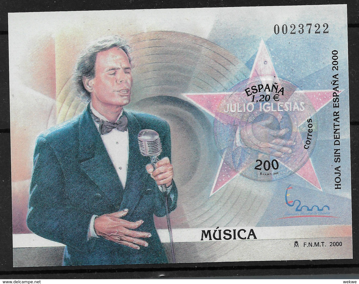 SPANIEN BLOCK 86 / Sonderausgabe Von 2000 (ungezähnt) Musik Julio Iglesias ** MNH - Blocs & Hojas