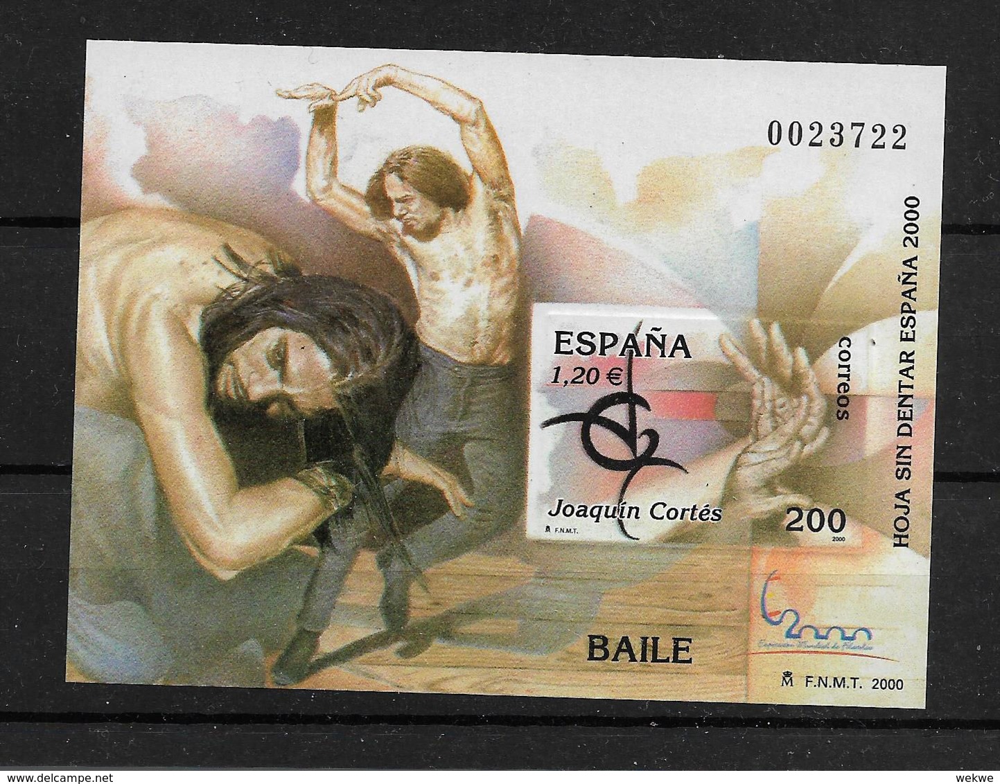 SPANIEN BLOCK 92 / Sonderausgabe Von 2000 (ungezähnt) Flamencotänzer  ** MNH - Blocs & Hojas