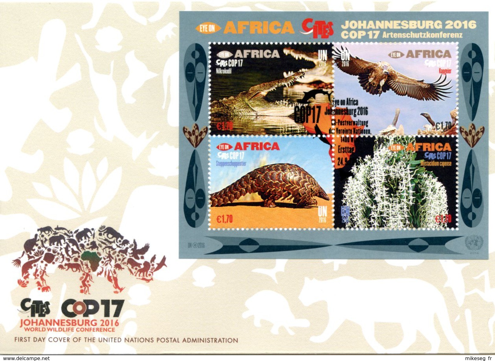 ONU Vienne 2016 - CITES - Eye On Africa Johannesburg COP17 FDC - FDC