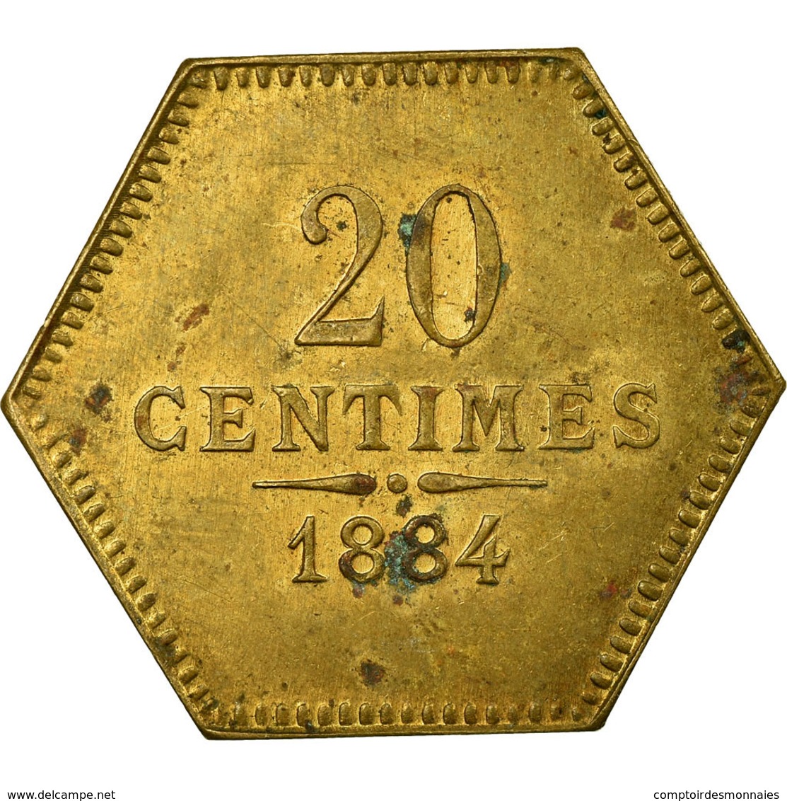 Monnaie, France, Filature De L'Abbaye, Yerres, 20 Centimes, 1884, SUP, Laiton - Monétaires / De Nécessité