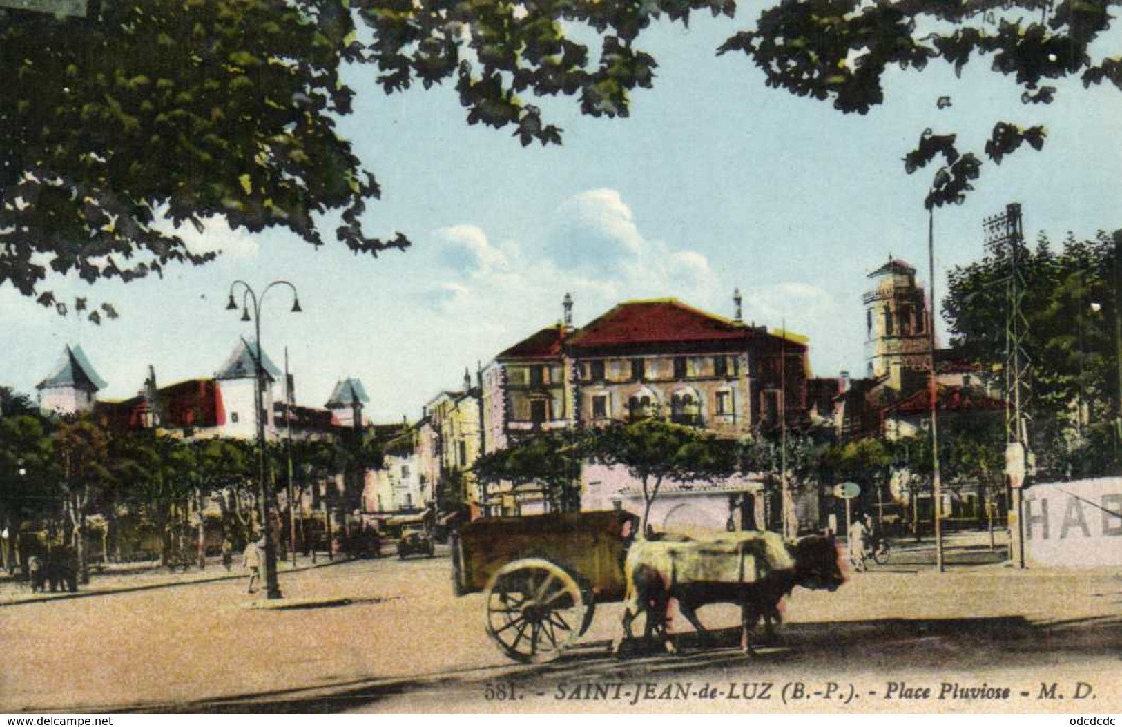 SAINT JEAN DE LUZ Place Pluviose Attelage Boeufs  Colorisée  RV - Saint Jean De Luz