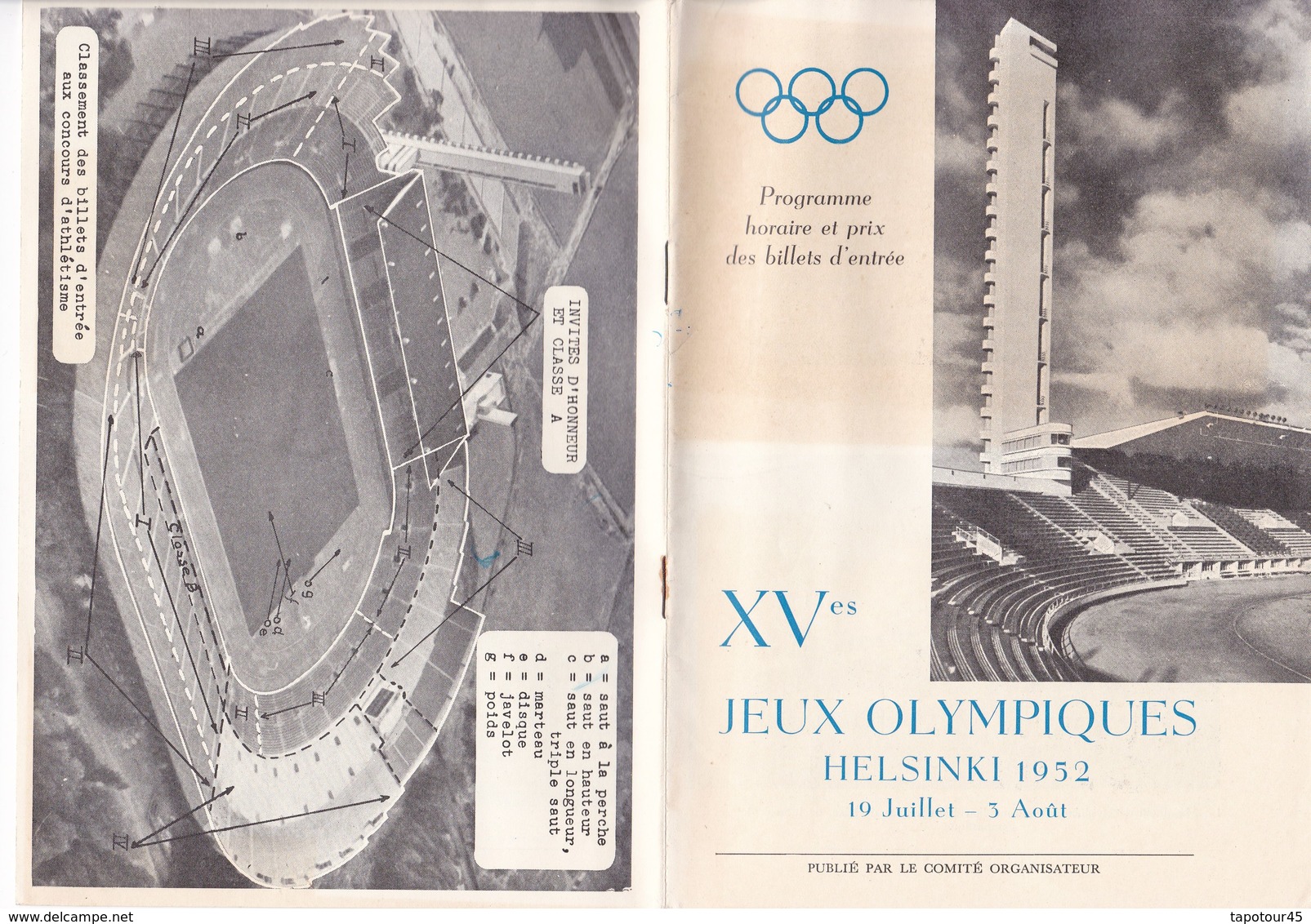 (C 3) Programme Des XV ïm Jeux OLYMPIQUES "HELSINKI 1952 (20 Pages Format B 5) - Programmes