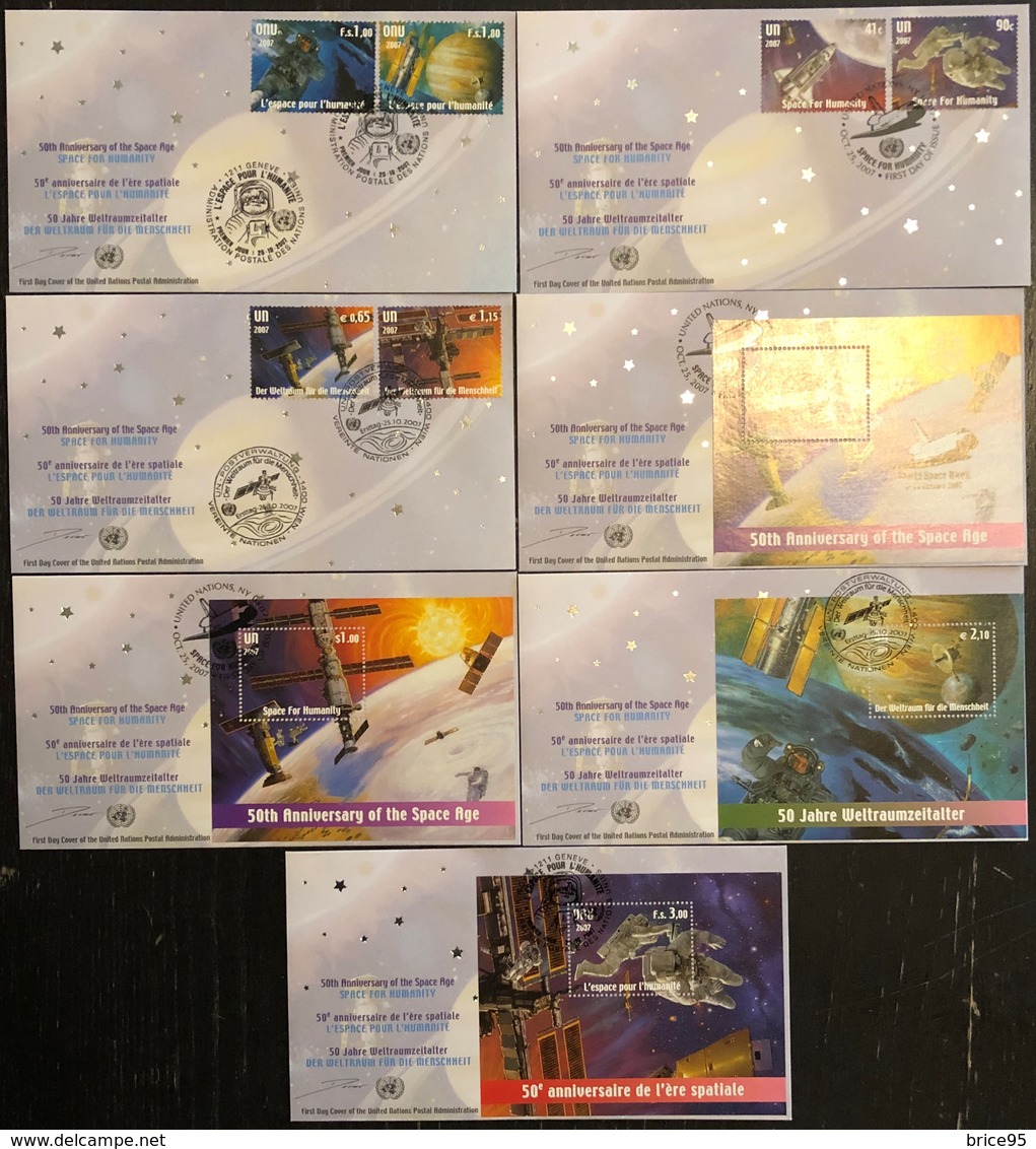 Nations Unies FDC - Premier Jour - Lot De 7 FDC - Thématique Ère Spatiale - 2007 - Lots & Serien