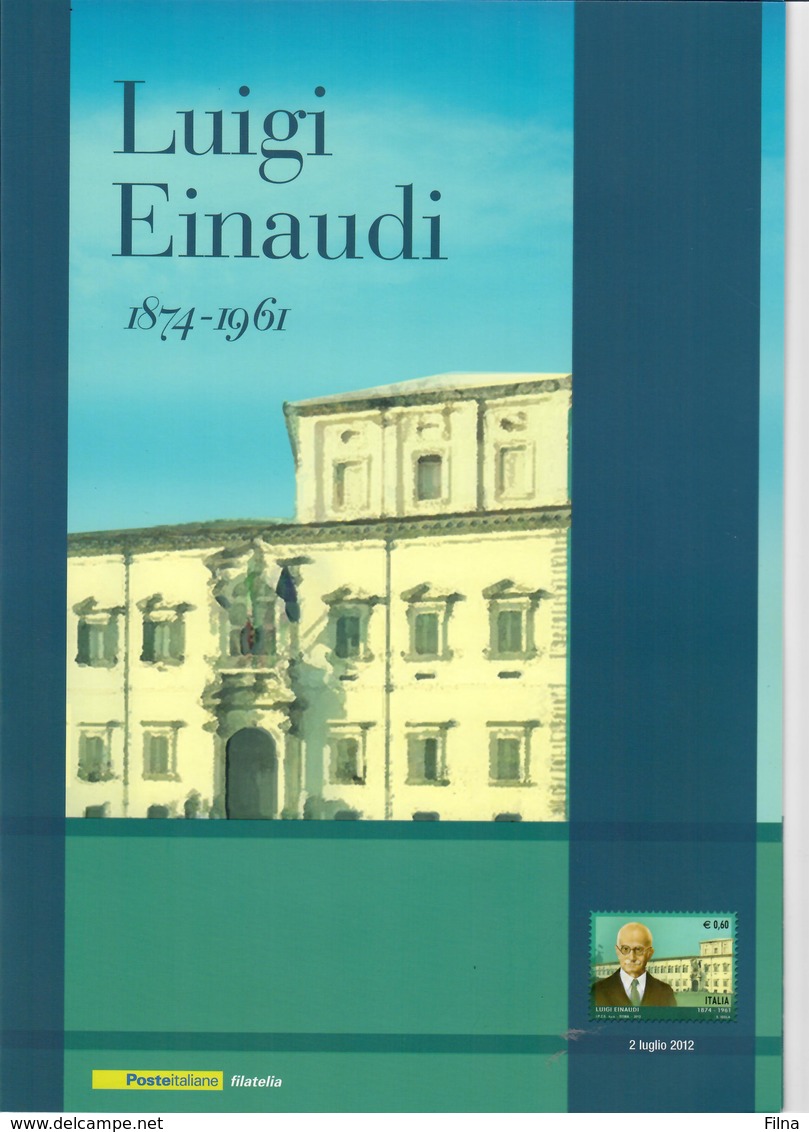 ITALIA 2012 - FOLDER  LUIGI EINAUDI  -SENZA SPESE POSTALI - Folder