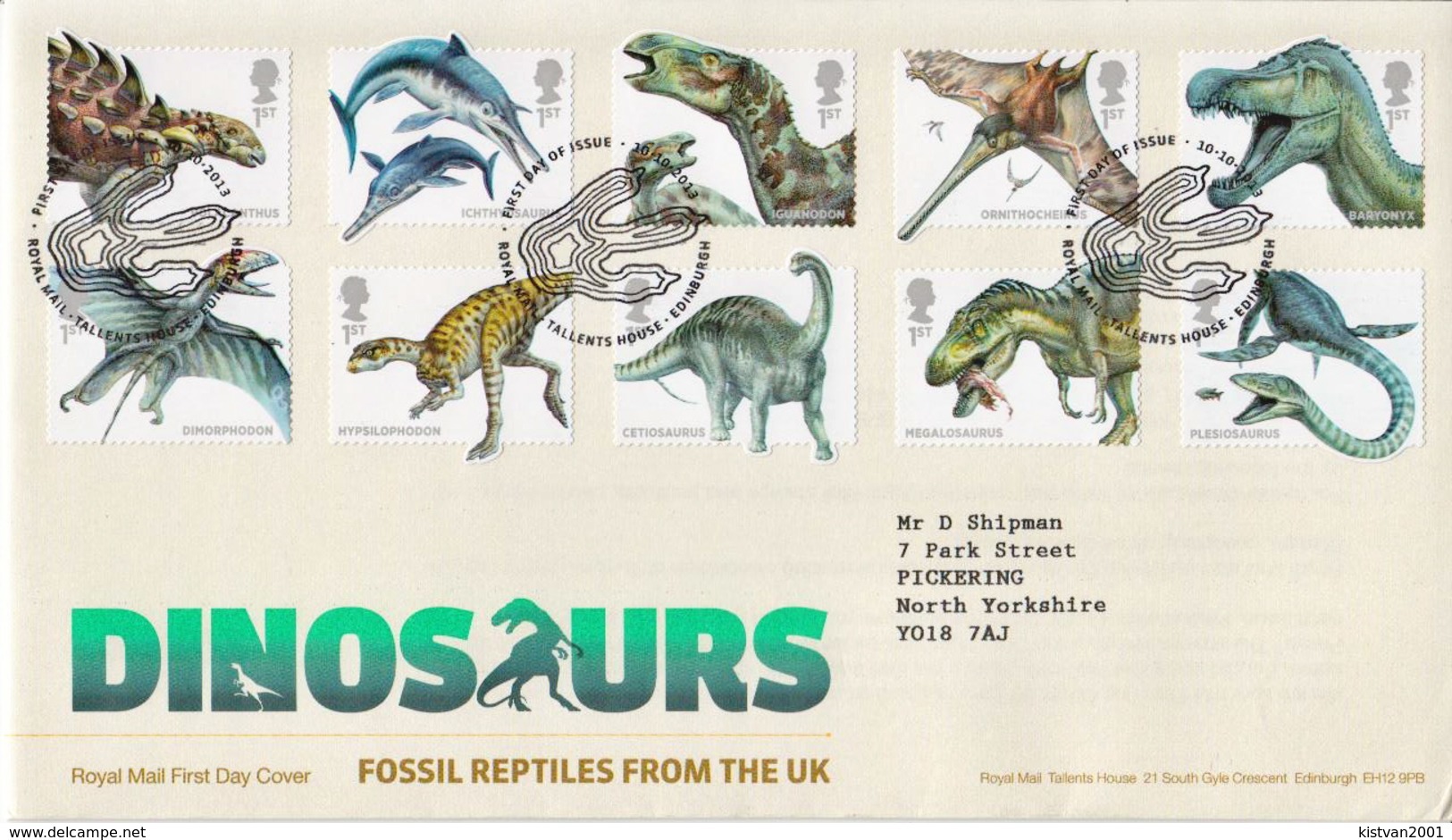 Great Britain Dinosaurs Set On Used FDC - Prehistorics