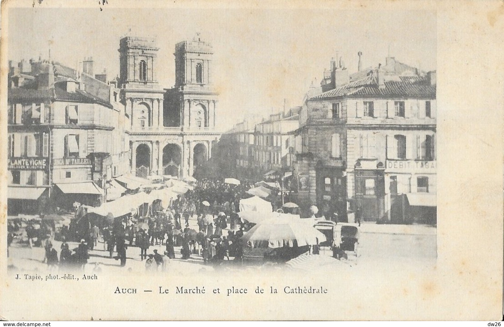 Auch (Gers) - Le Marché Et La Place De La Cathédrale - Edition J. Tapie - Carte Dos Simple - Auch