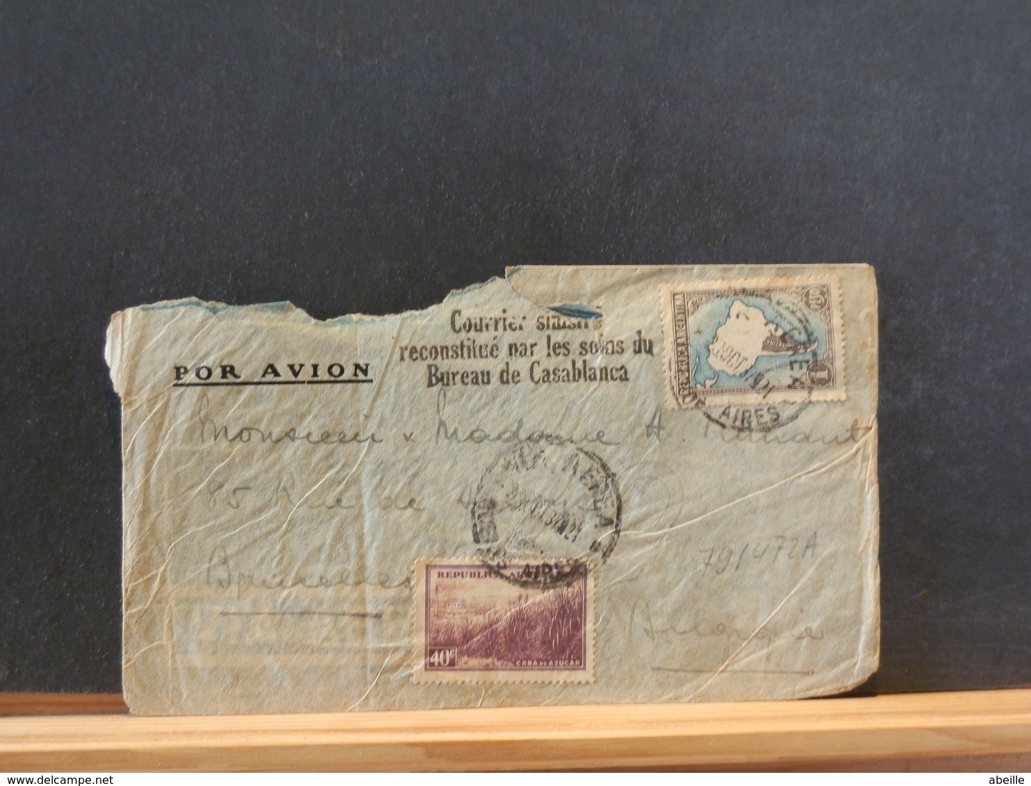 79/471A  LETTRE ARGENTINA  POUR LA BELG   COURIER SINISTRE - Storia Postale