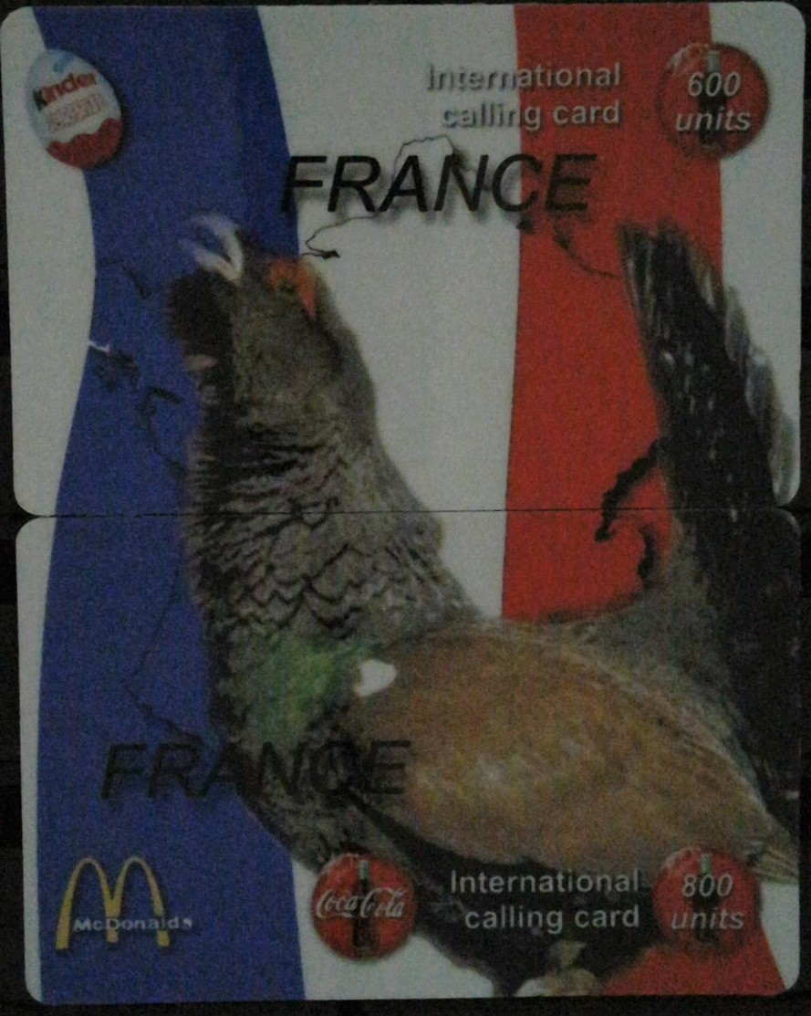 BLACK GROUSE, MAP AND FLAG OF FRANCE, COCA COLA, McDonald’s- 1 Puzzle From 2 Cards  RARE!!! - Puzzles