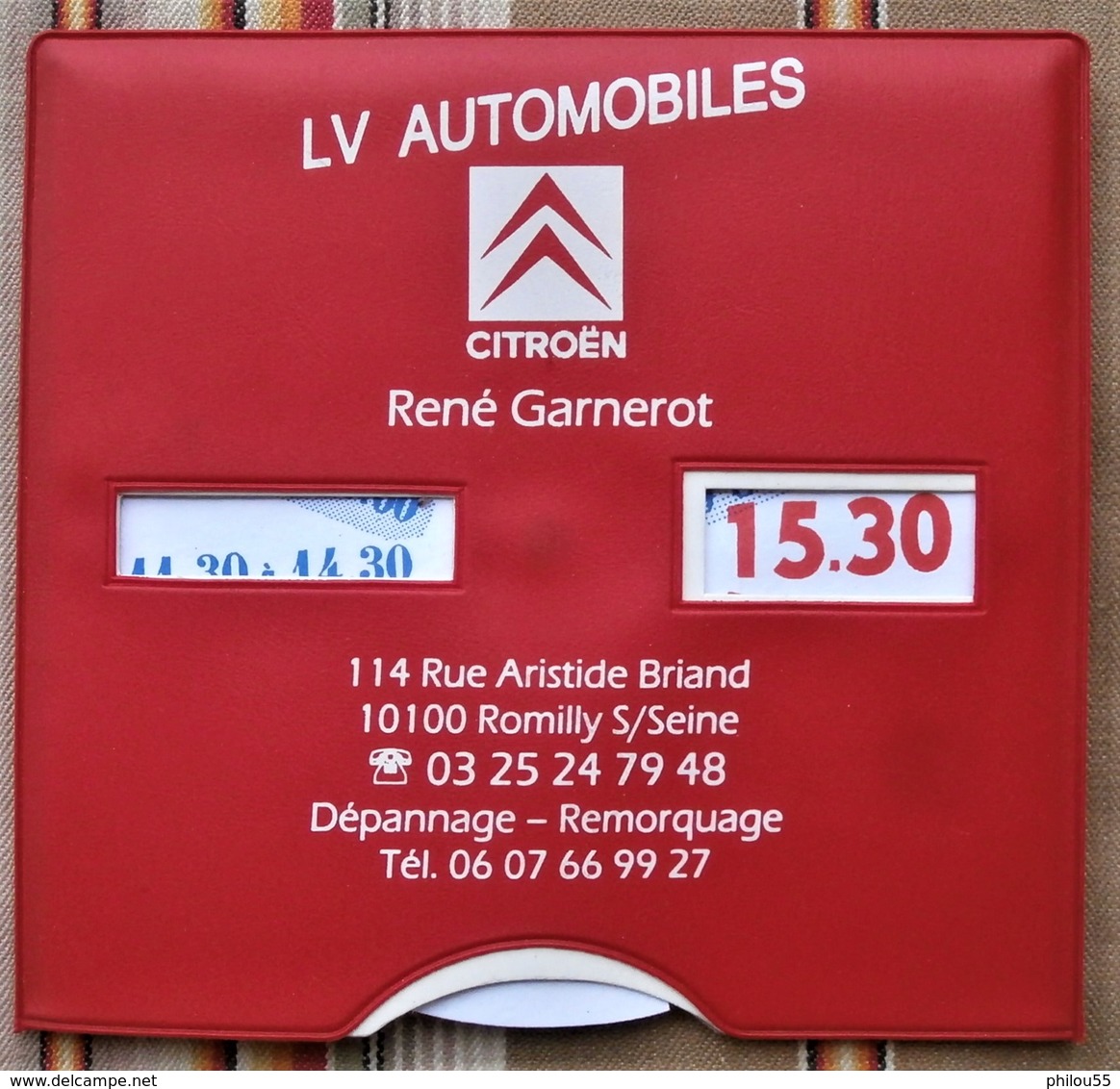 Disque De Stationnement Pub ROMILLY SUR SEINE LV AUTOMOBILES R. Garnerot CITROEN - Voitures