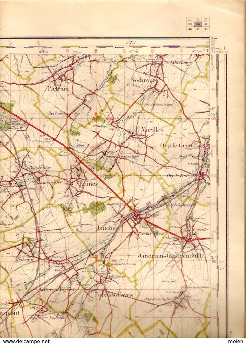 WAVRE Mesure 1867-1913 CARTE D ETAT-MAJOR 40 OTTIGNIES GEMBLOUX TILLY JODOIGNE LEUZE EGHEZEE PERWEZ GRAND-LEEZ S382 - Wavre