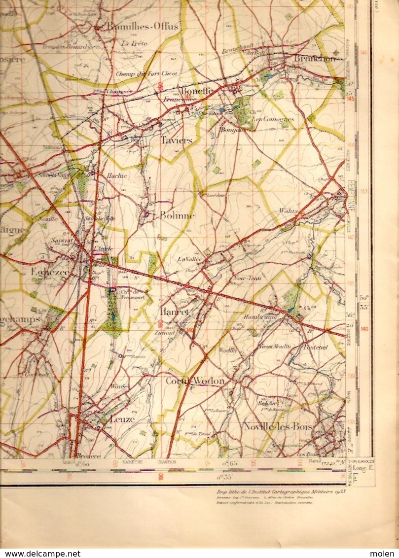 WAVRE Mesure 1867-1913 CARTE D ETAT-MAJOR 40 OTTIGNIES GEMBLOUX TILLY JODOIGNE LEUZE EGHEZEE PERWEZ GRAND-LEEZ S382