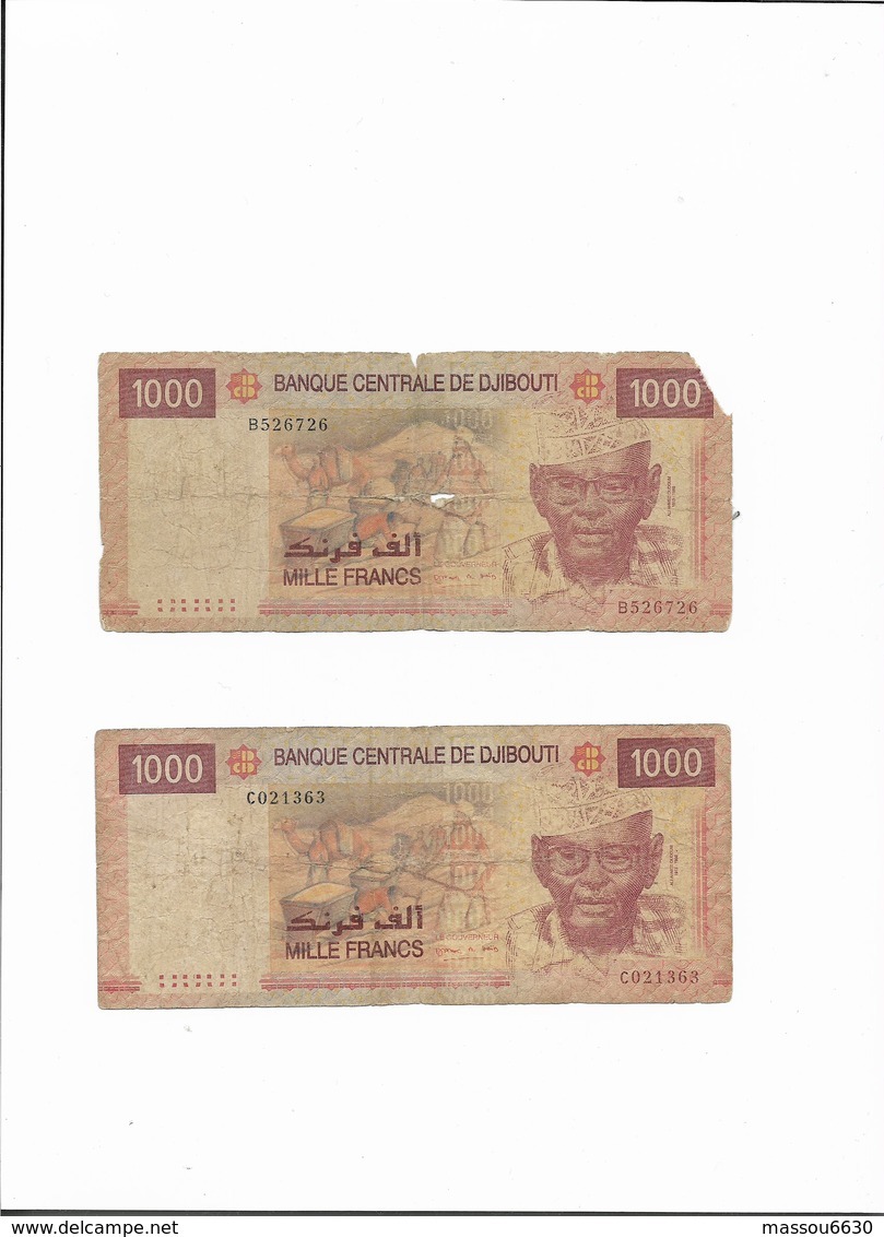 Lot 2 Billets De 1000 Francs Djiboutien - Djibouti