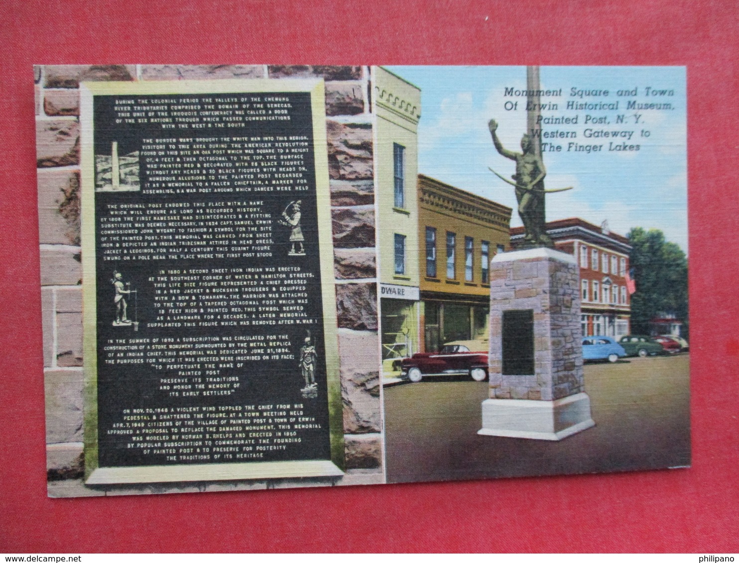 Indian Monument  ----Monument Square & Town Of Erwin Historical Museum  Painted Post   NY     Ref 3321 - Native Americans