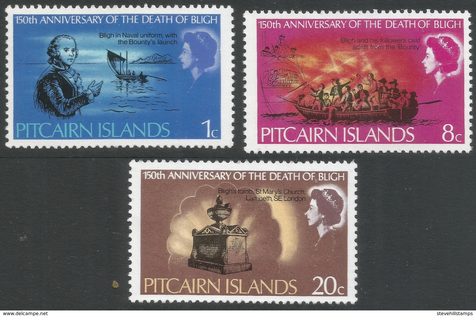 Pitcairn Islands. 1967 150th Death Anniv Of Admiral Bligh. MH Complete Set. SG 82-84 - Pitcairn Islands