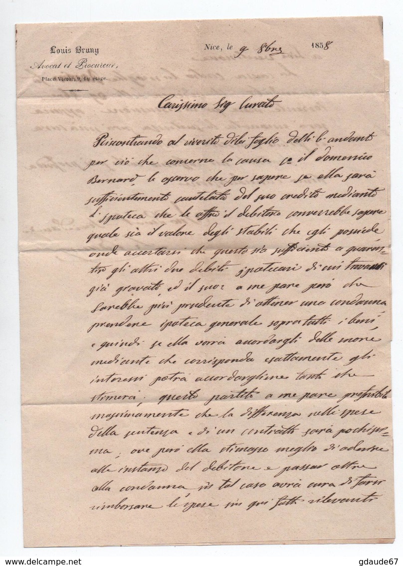 1858 - ANNÉE RENVERSÉE Dans TàD NIZZA MARa Sur LETTRE D'AVOCAT De NICE Pour MASSOINS (ALPES MARITIMES) - 1849-1876: Classic Period