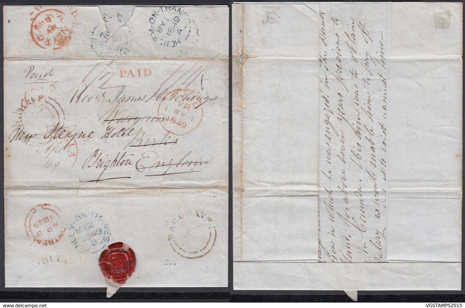 Canada - Lettre Datée Orillia 31/03/1849 Vers Angleterre Et Redirigée TB (DD) DC2949 - ...-1851 Préphilatélie