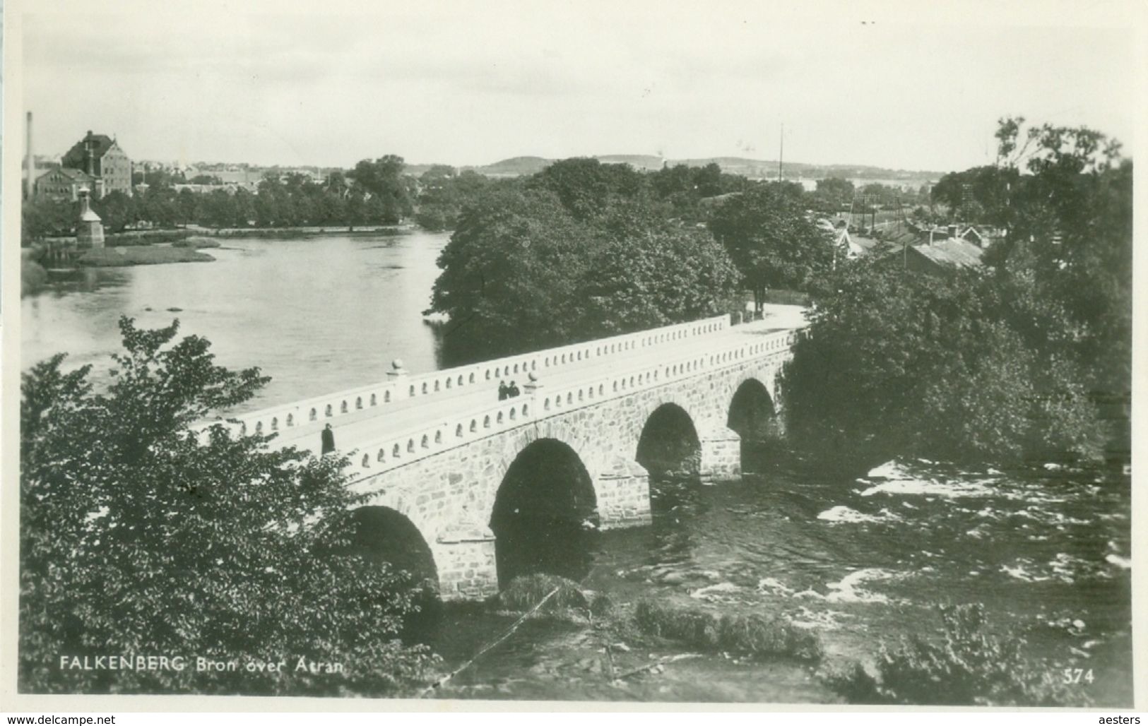 Falkenberg 1955 (Hallands Län); Bron (Bridge) Over Ätran - Circulated. (Pressbyrån) - Zweden