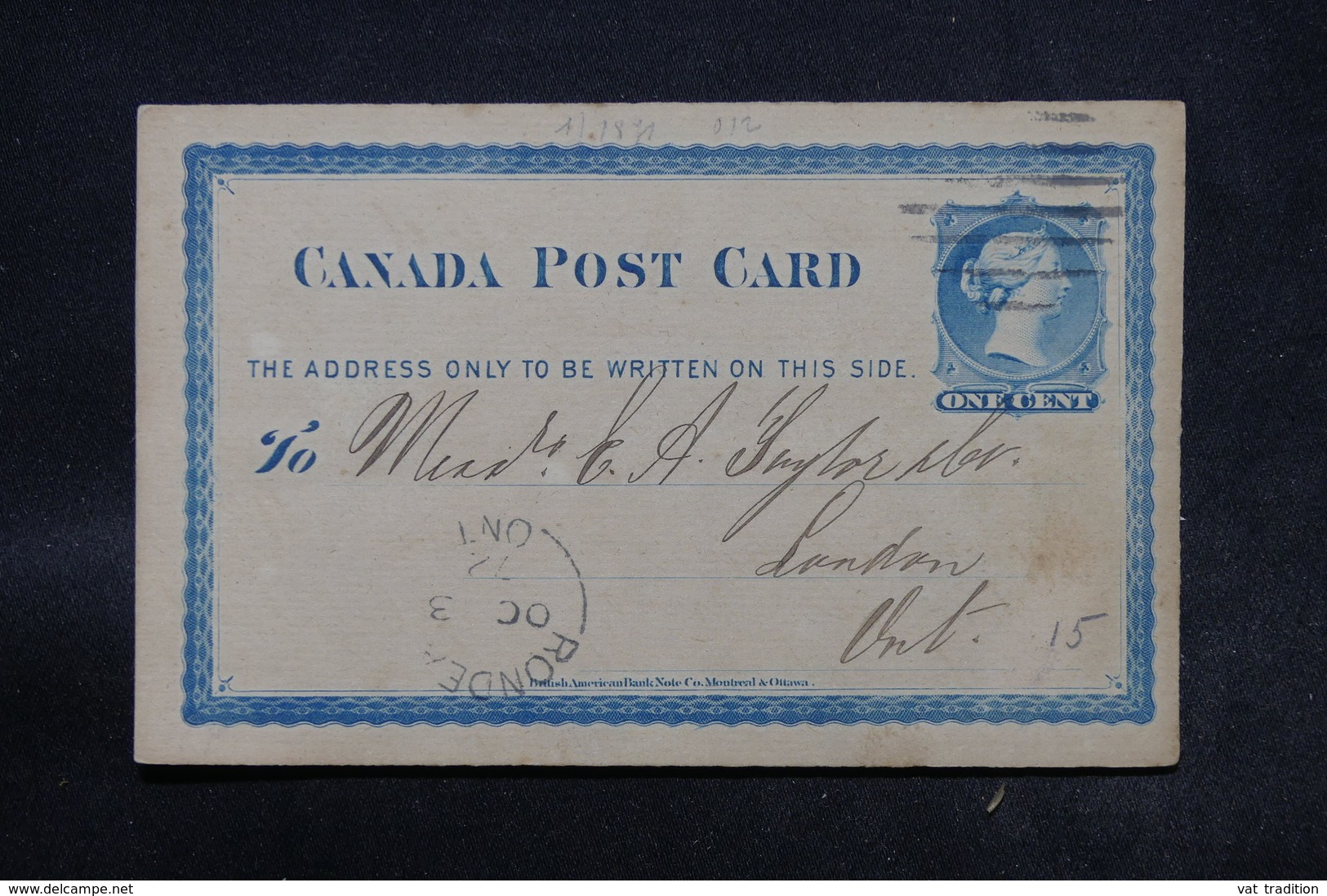 CANADA - Entier Postal Pour Londres En 1872 - L 28286 - 1860-1899 Règne De Victoria