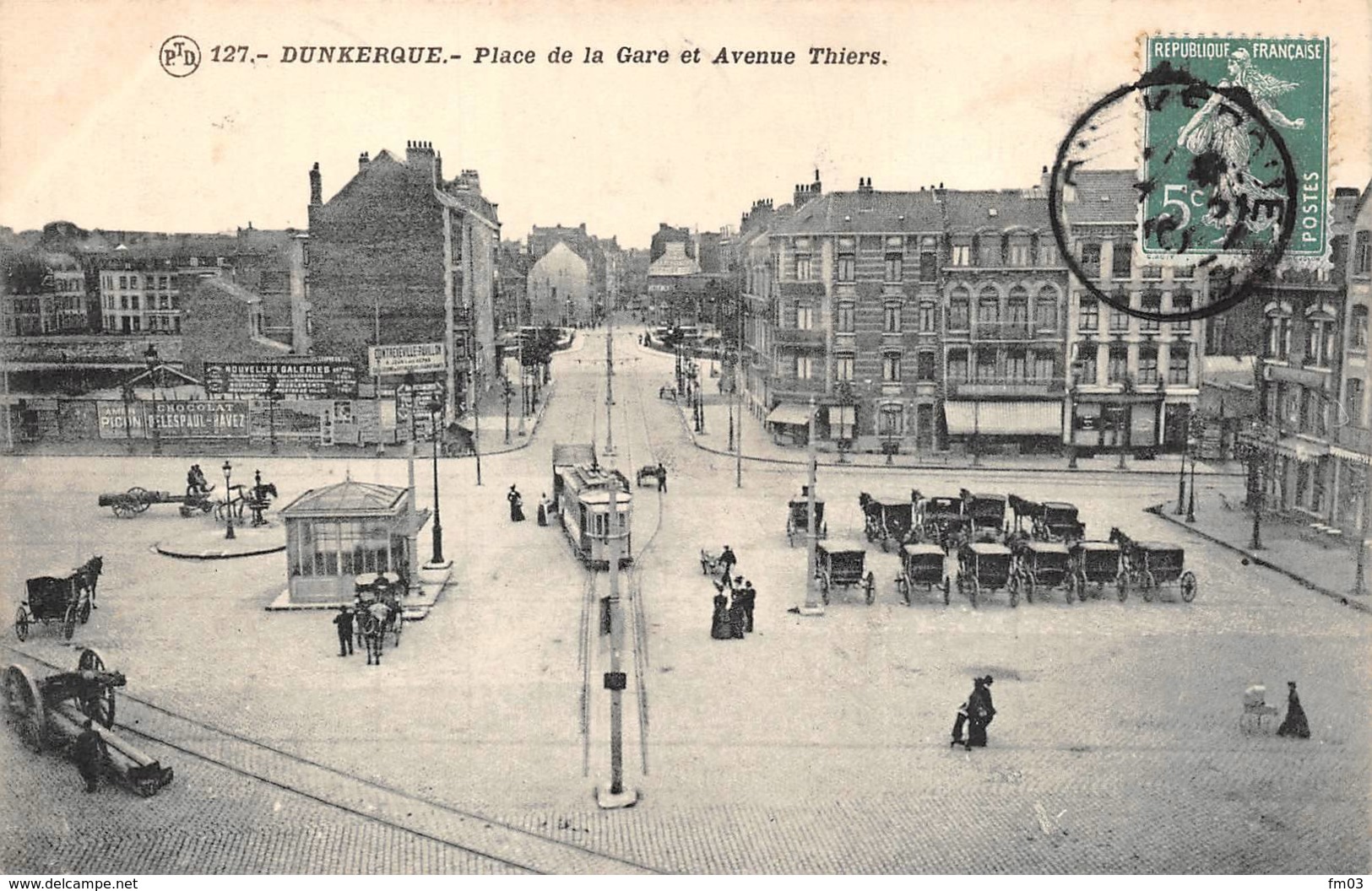 Dunkerque Tram Tramway Gare 127 PTD Pub Amer Picon Chocolat Delespaul Havez Contrexéville - Dunkerque