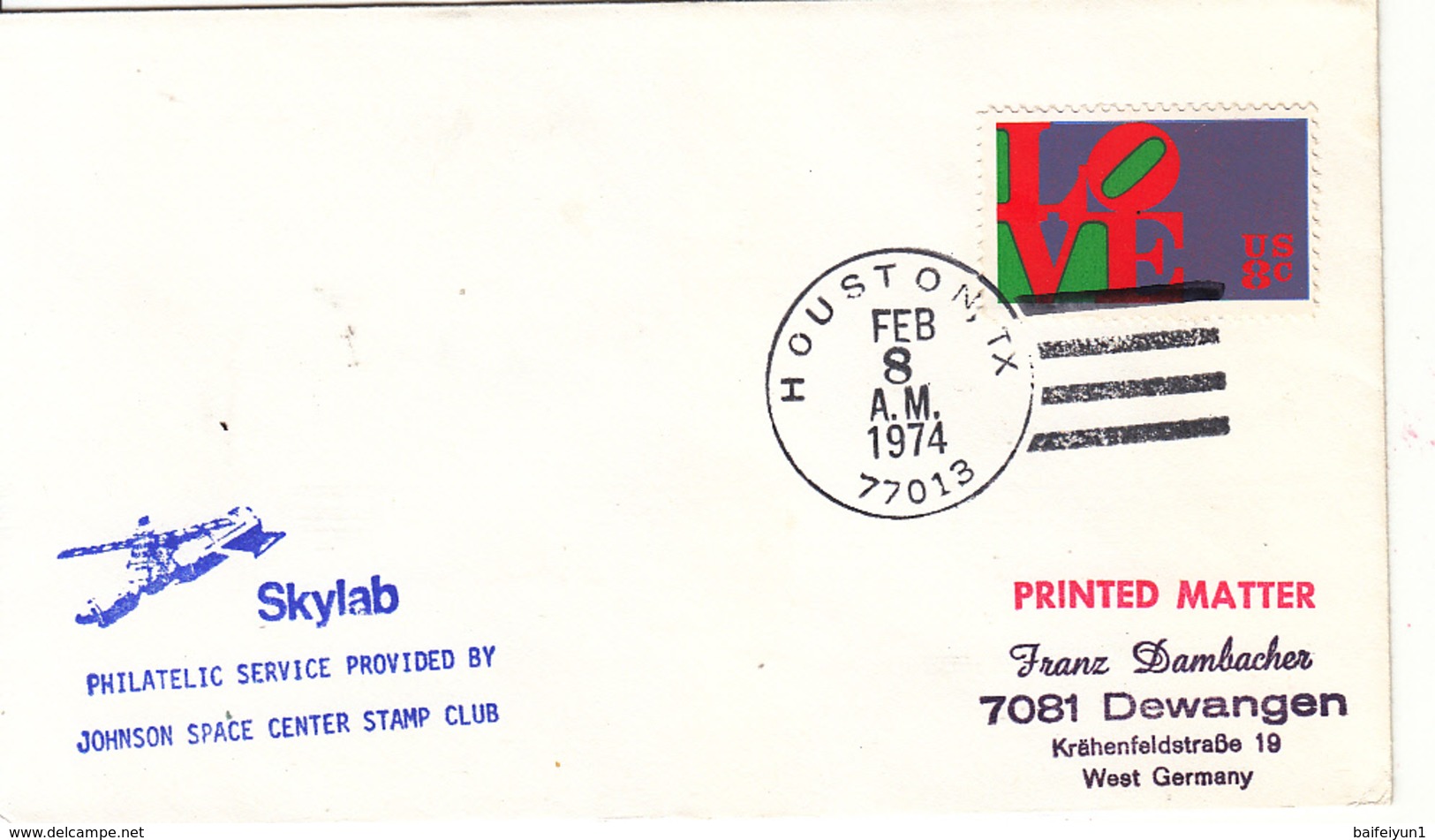 1974 USA  Space Station SKYLAB 4 Mission Landing  Commemorative Cover - North  America