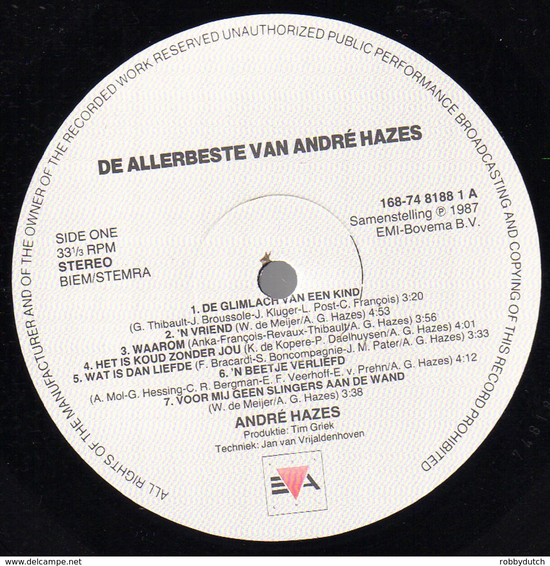 * 2LP *  DE ALLERBESTE VAN ANDRÉ HAZES  (Holland 1987 EX-) - Sonstige - Niederländische Musik