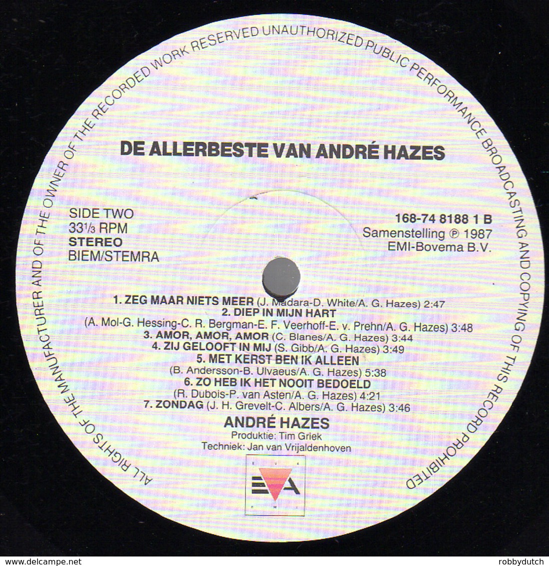 * 2LP *  DE ALLERBESTE VAN ANDRÉ HAZES  (Holland 1987 EX-) - Other - Dutch Music