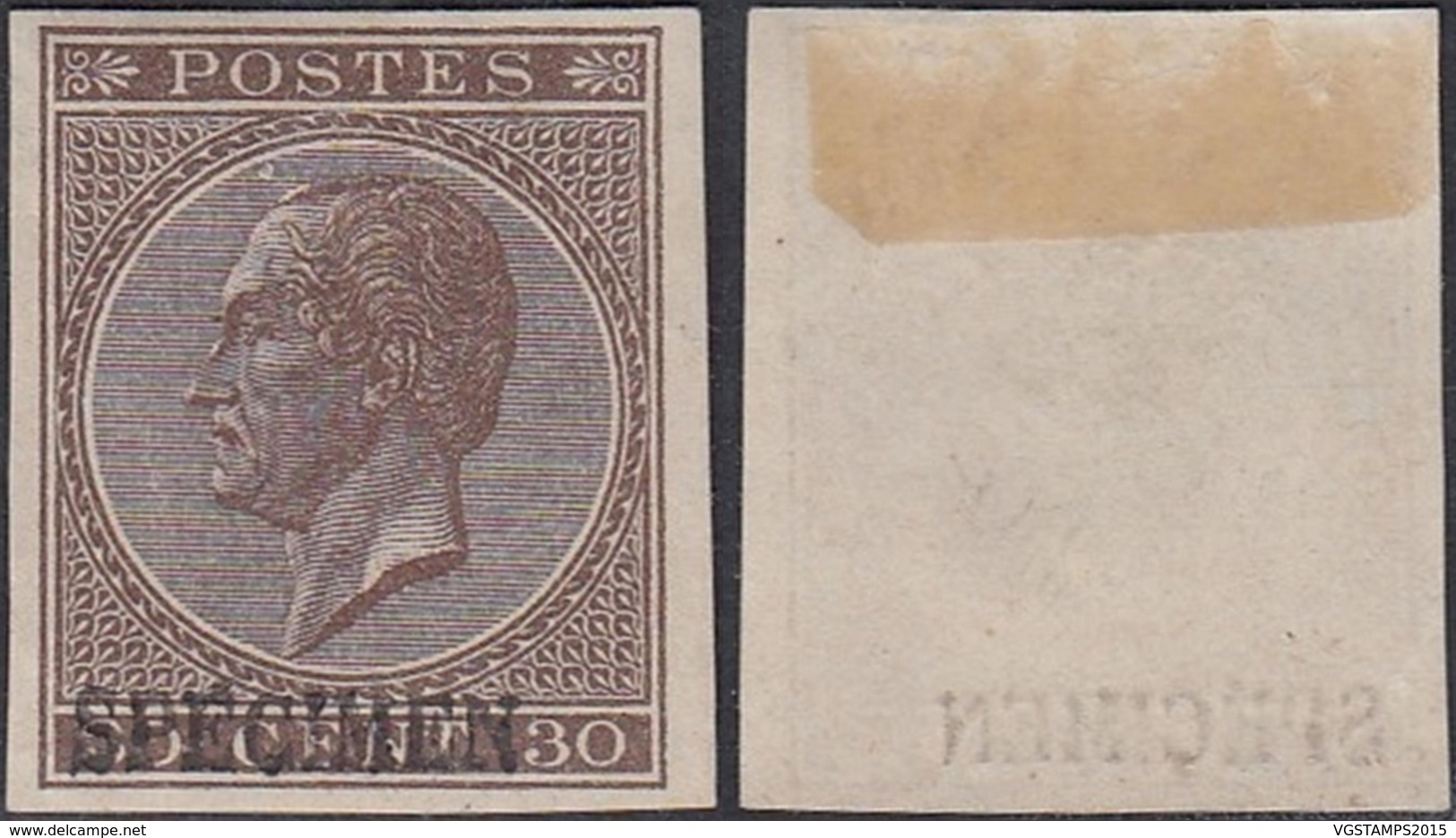 Belgique- Timbre 1865 COB 19 ND + Spécimen  (DD) DC2958 - 1865-1866 Profil Gauche