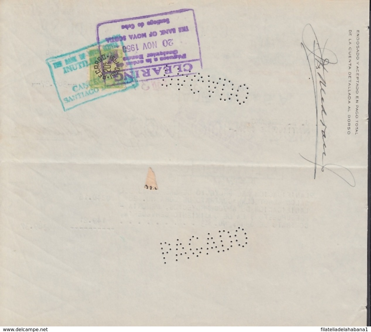 E6277 CUBA 1950 COMPAÑIA RON BACARDI INVOICE + REVENUE TIMBRE . - Historical Documents