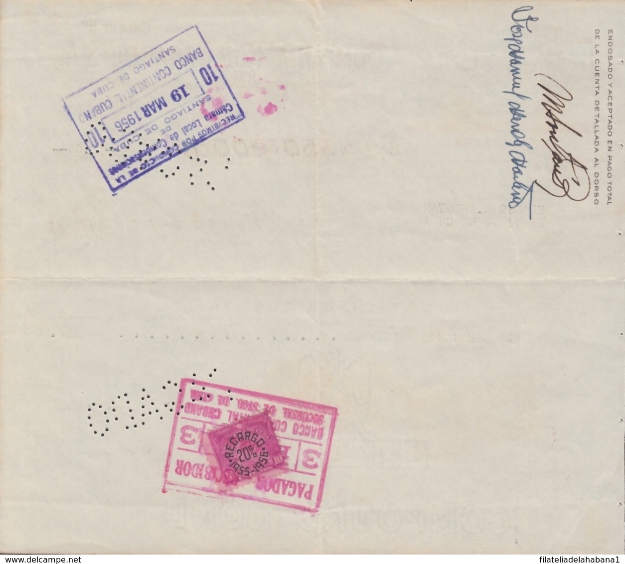 E6278 CUBA 1956 COMPAÑIA RON BACARDI INVOICE + REVENUE TIMBRE . - Historical Documents