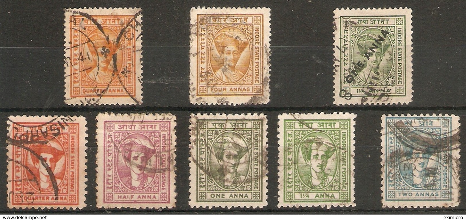 INDIA - INDORE 1927 - 1946 FINE USED SELECTION SG 16, 26, 35 - 40 Cat £8.45 - Holkar